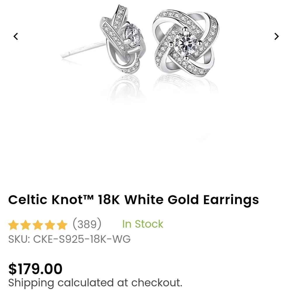 Celtic Knot 18K White Gold Earrings💠🍀